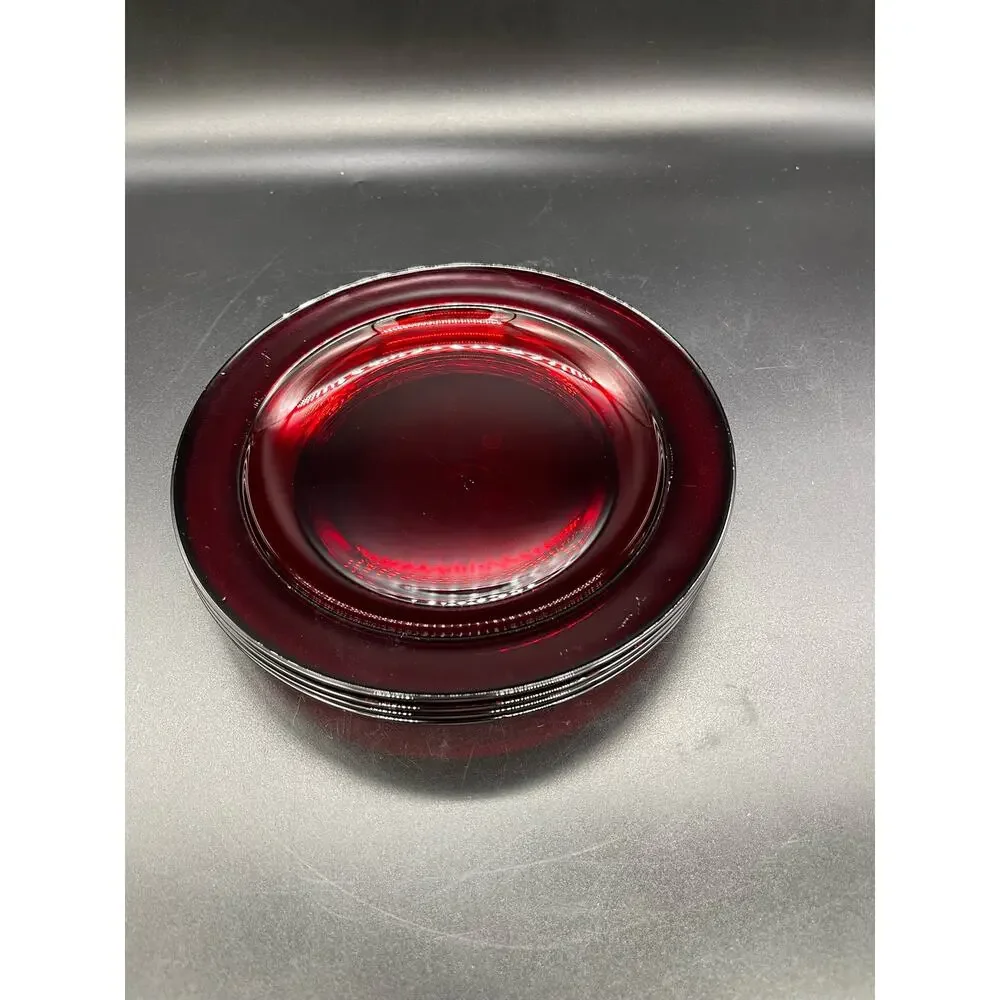 Arcoroc Ruby Red Set of 4 Salad Plates Made in France